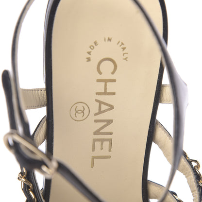 Chanel Calfskin Chain Flat Sandals 37.5 Black 6 of 8
