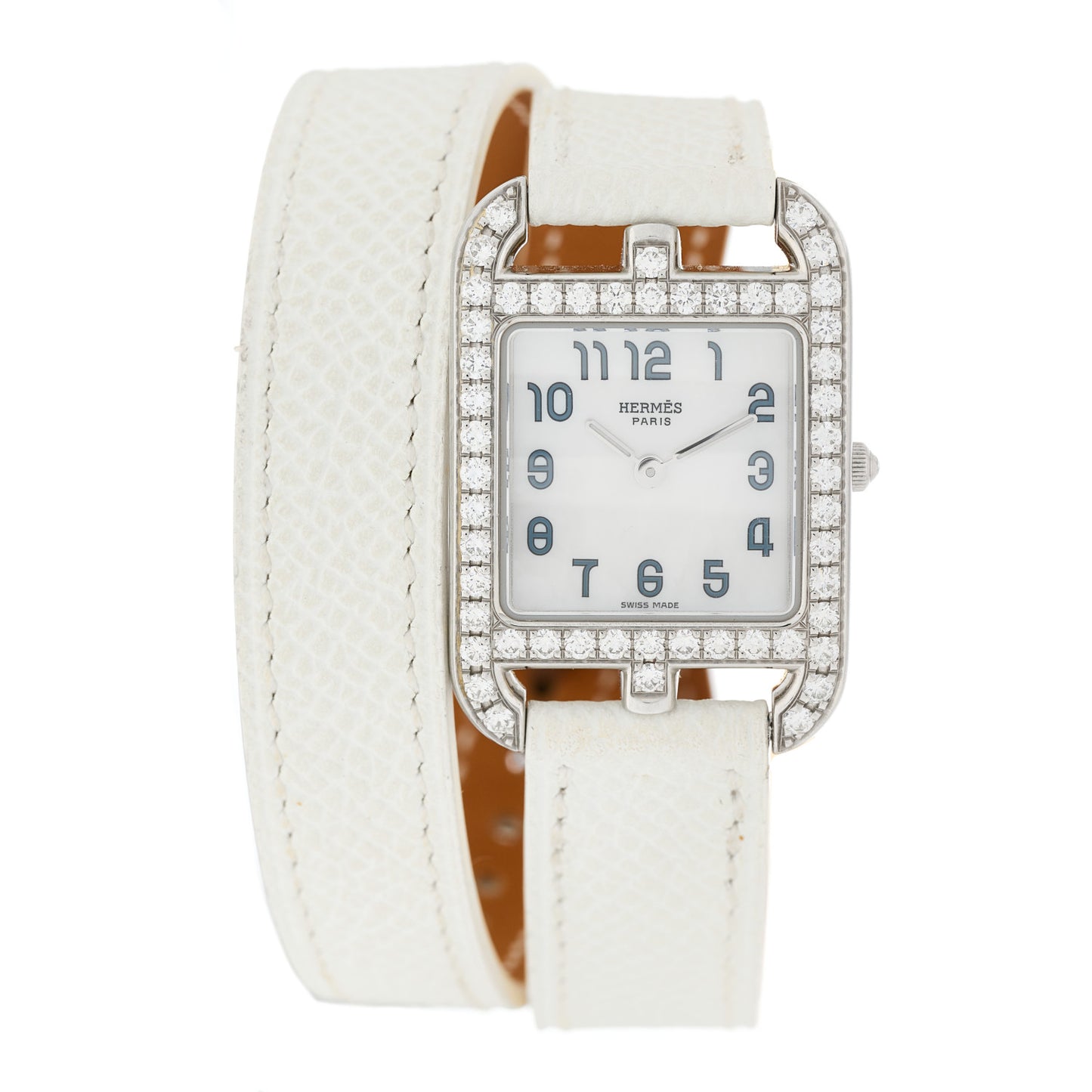 Stainless Steel Epsom Diamond Bezel Mother of Pearl 23mm Cape Cod Quartz Watch Blanc