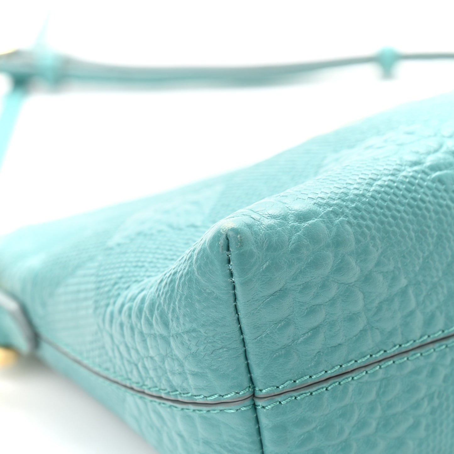 Signature Grain Calfskin Check Embossed Small Chichester Crossbody Clutch Bag Aqua Green