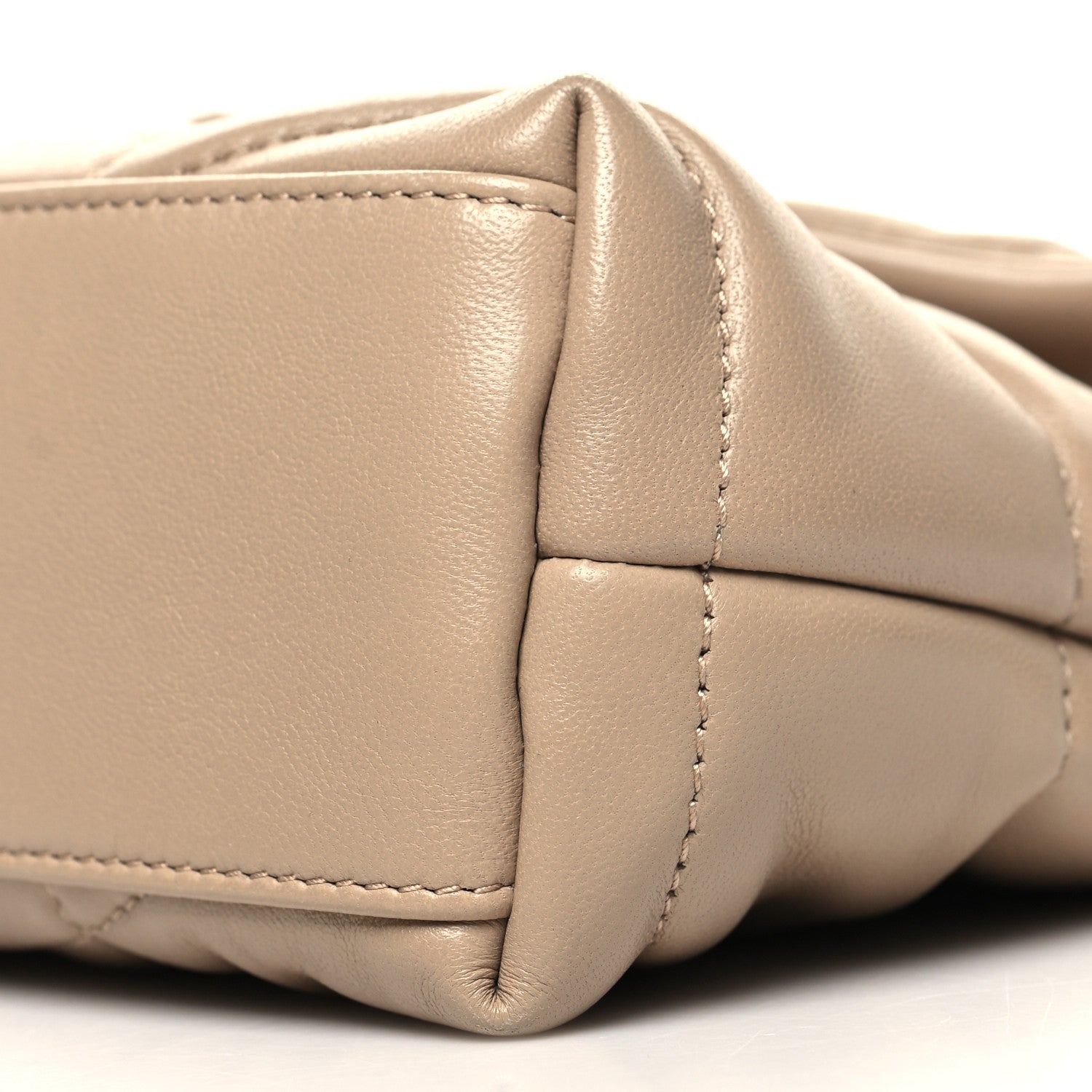 Saint Laurent Lambskin Quilted Toy Loulou Puffer Monogram Chain Satchel Dark Beige 10 of 11