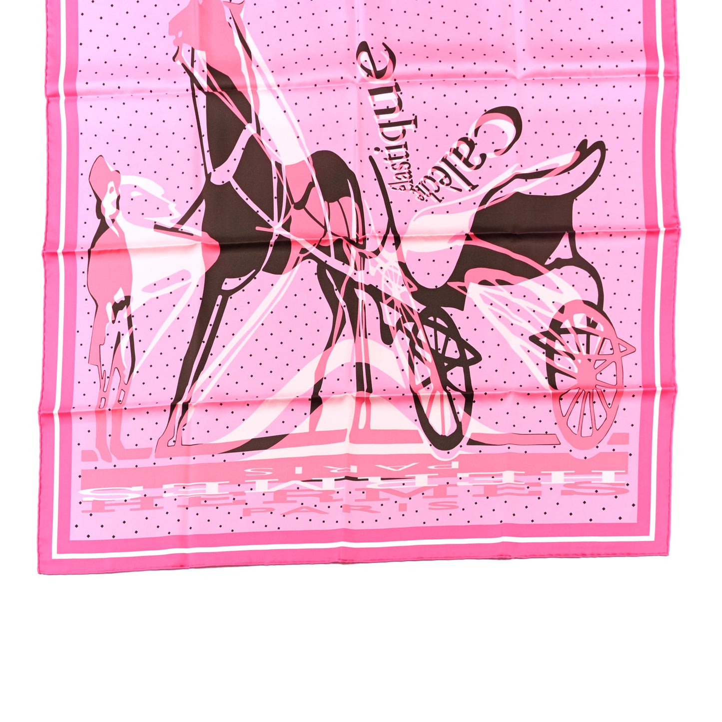 Silk Caleche Elastique Scarf 90 Rose Vif Marron