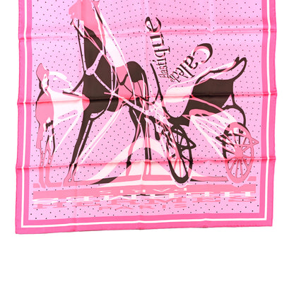 Hermes Silk Caleche Elastique Scarf 90 Rose Vif Marron 4 of 5