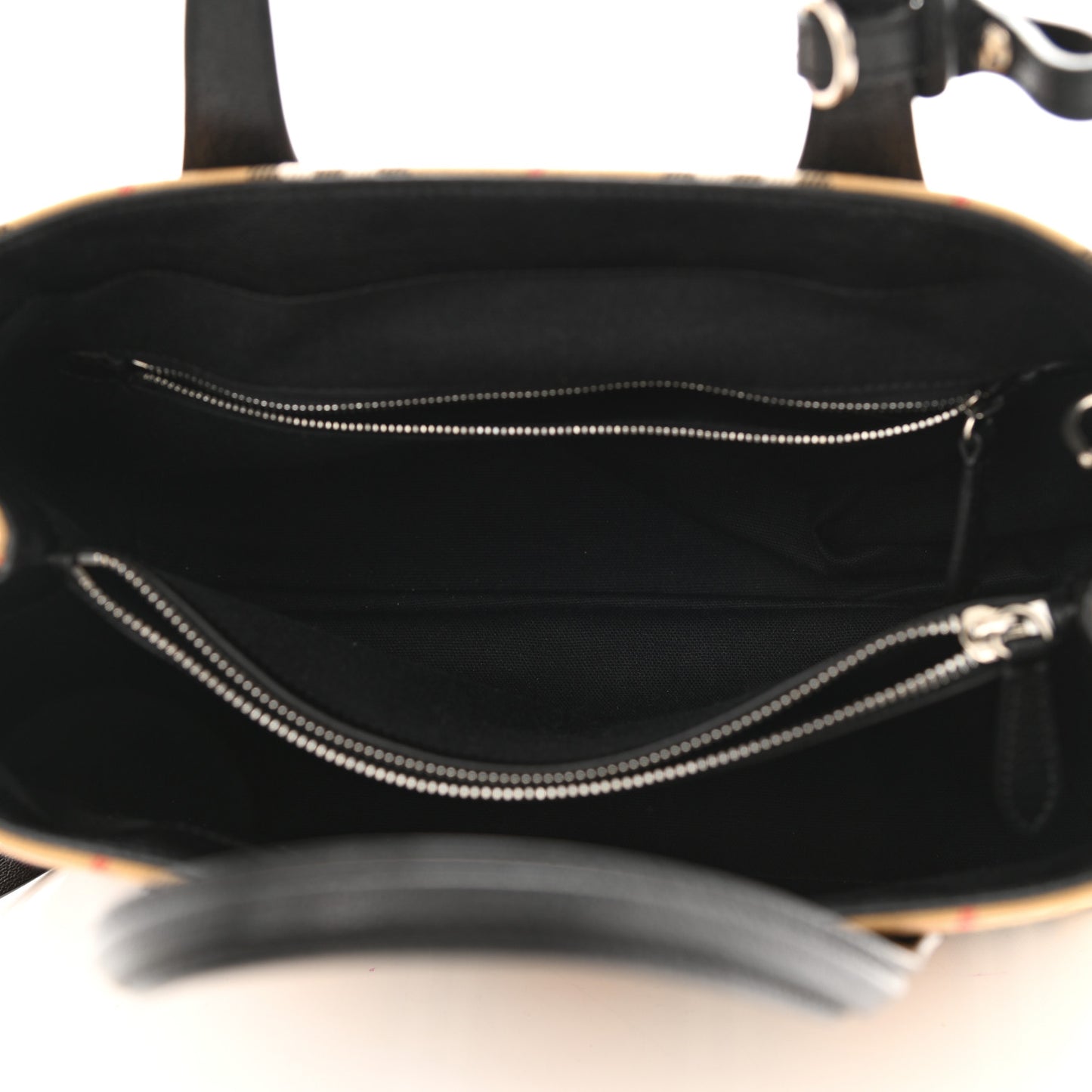 Goatskin Vintage Check Medium Banner Tote Black
