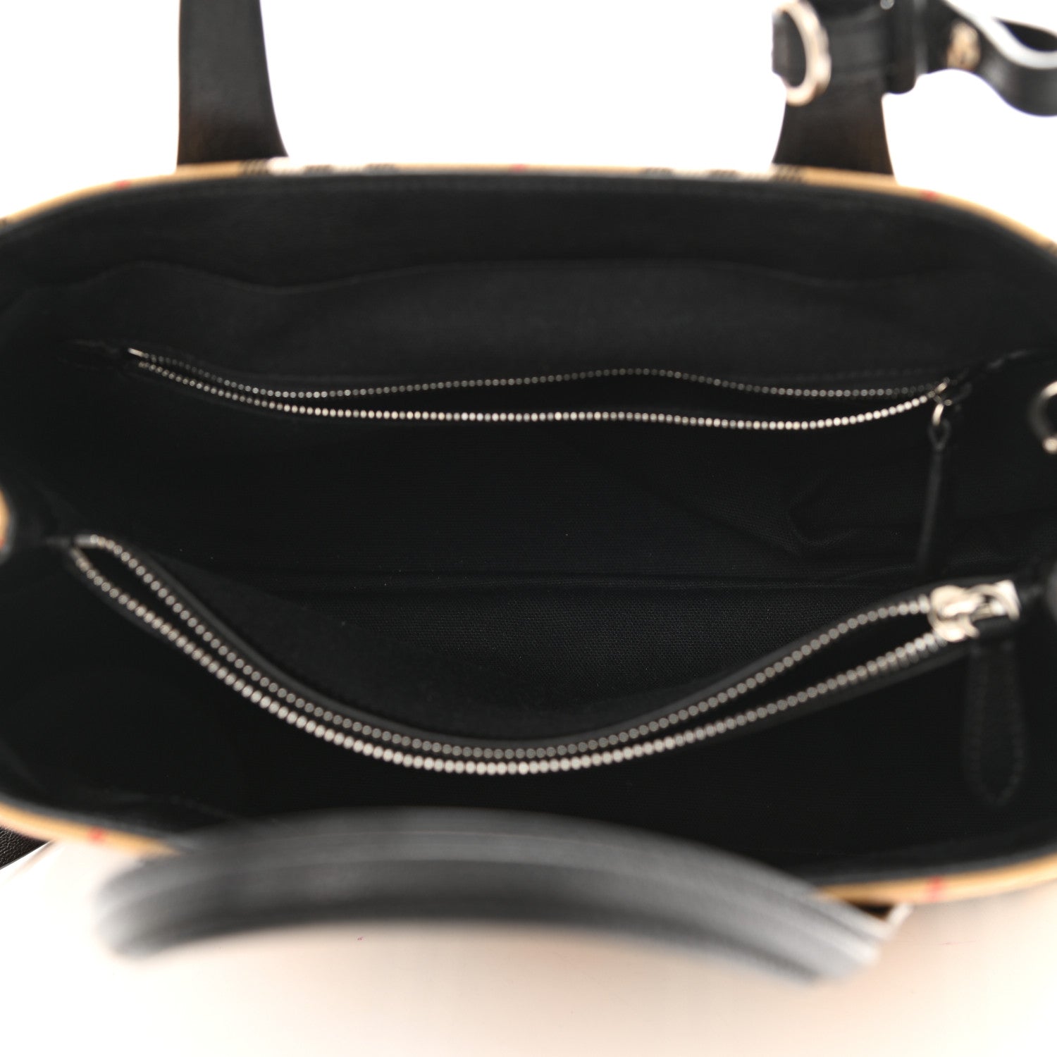 Burberry Goatskin Vintage Check Medium Banner Tote Black 5 of 11