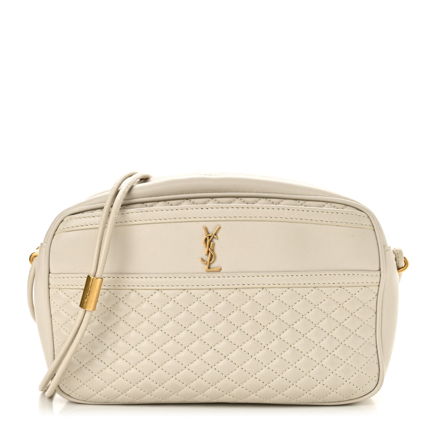 Lambskin Quilted Victoire Camera Bag Blanc Vintage