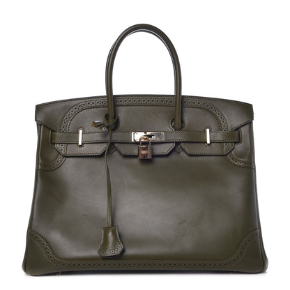 Hermes Tadelakt Ghillies Birkin 35 Olive 1 of 10