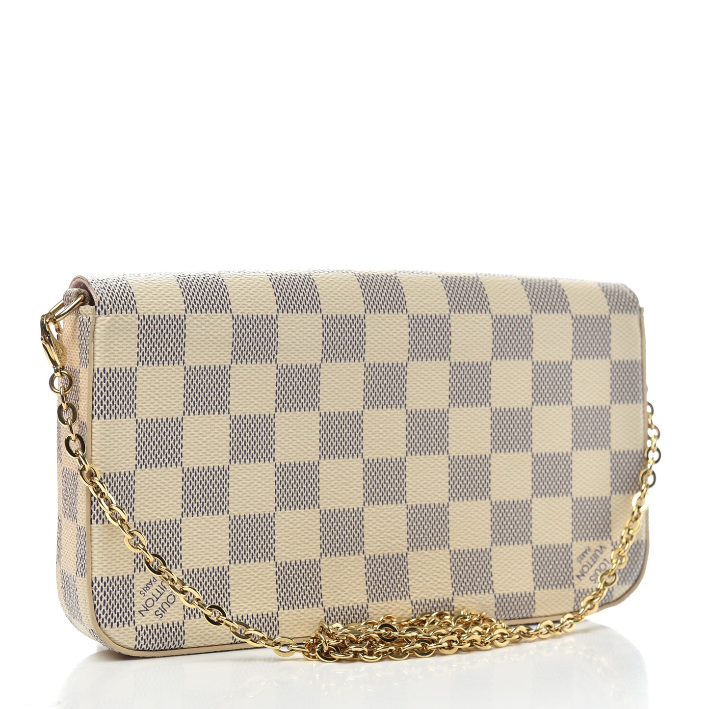Damier Azur Pochette Felicie Chain Wallet Rose Ballerine