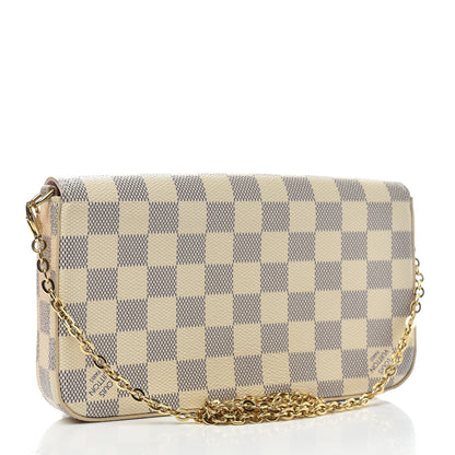 Louis Vuitton Damier Azur Pochette Felicie Chain Wallet Rose Ballerine 4 of 10