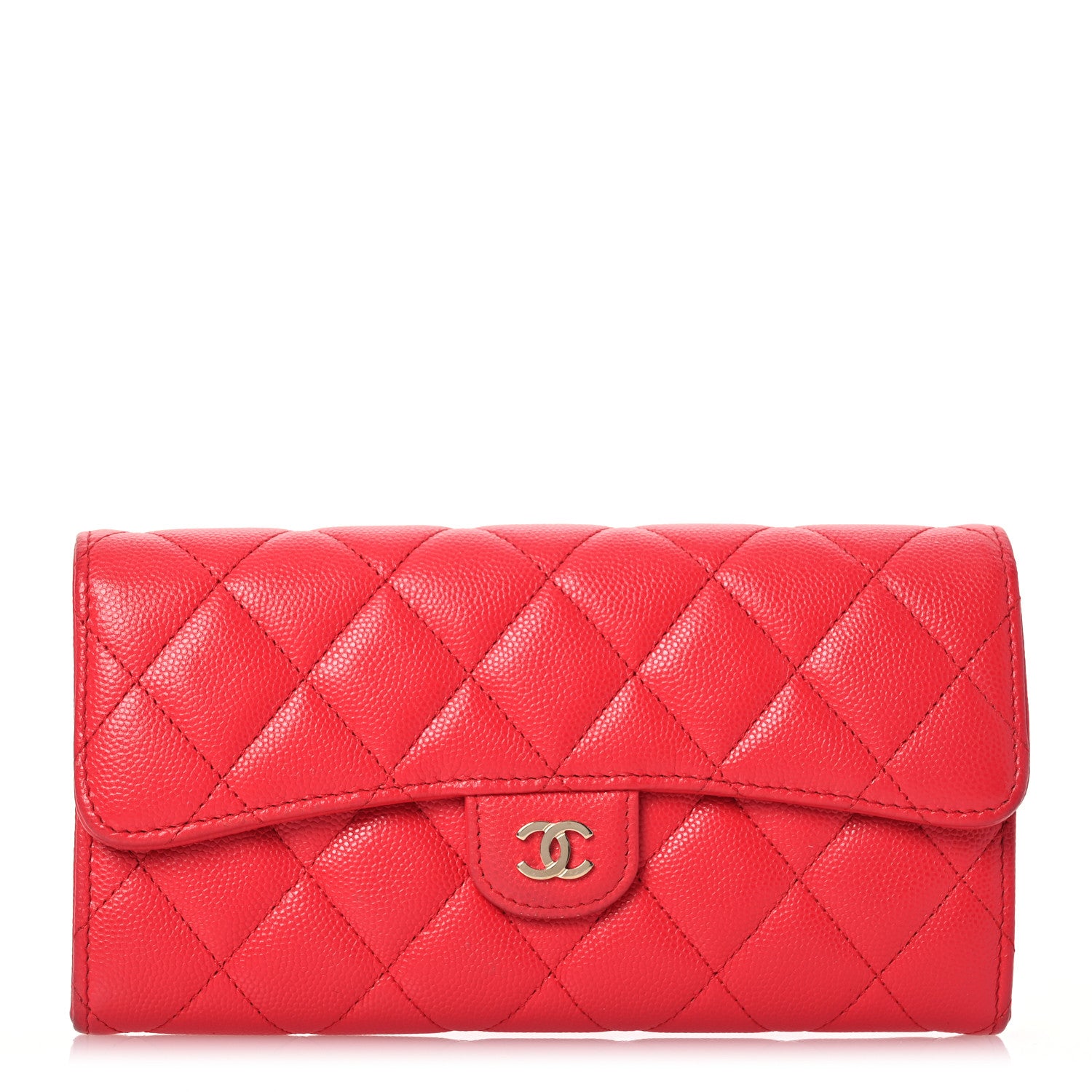 Chanel Caviar Quilted Large Gusset Flap Wallet Red 1 of 17