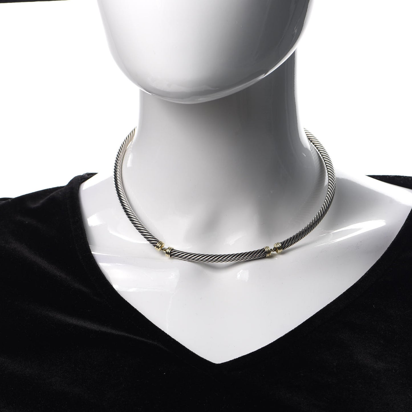 Sterling Silver 14K Yellow Gold 5mm Cable Choker Necklace