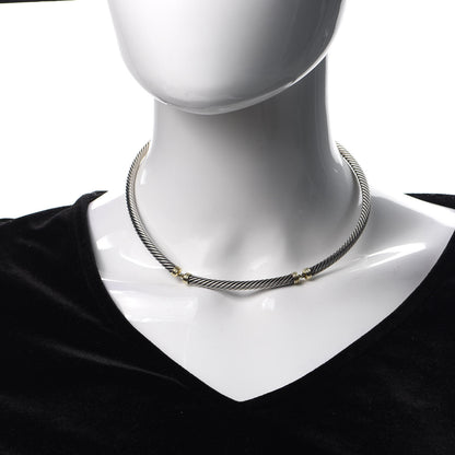 David Yurman Sterling Silver 14K Yellow Gold 5mm Cable Choker Necklace 2 of 4