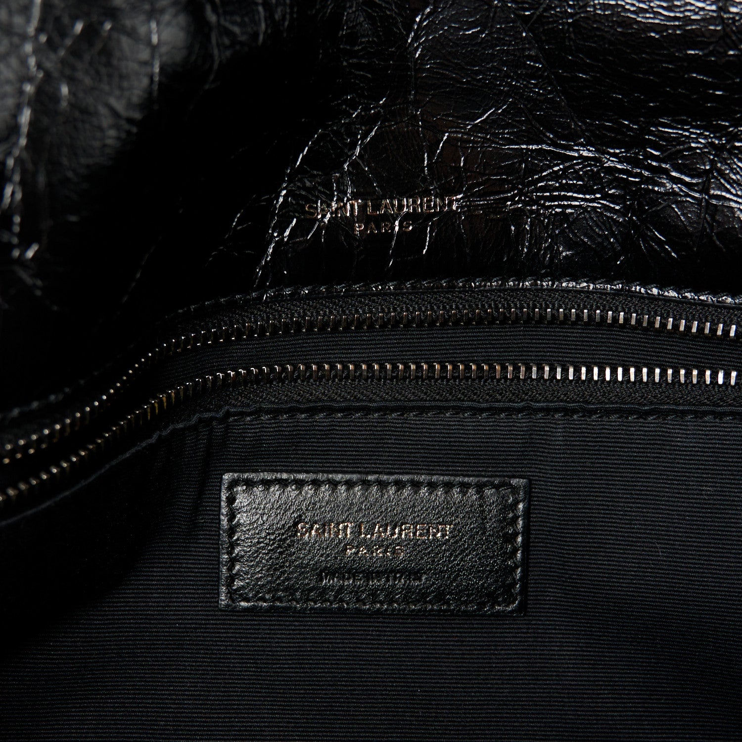 Saint Laurent Crinkled Calfskin Matelasse Monogram Medium Niki Chain Satchel Black 6 of 10