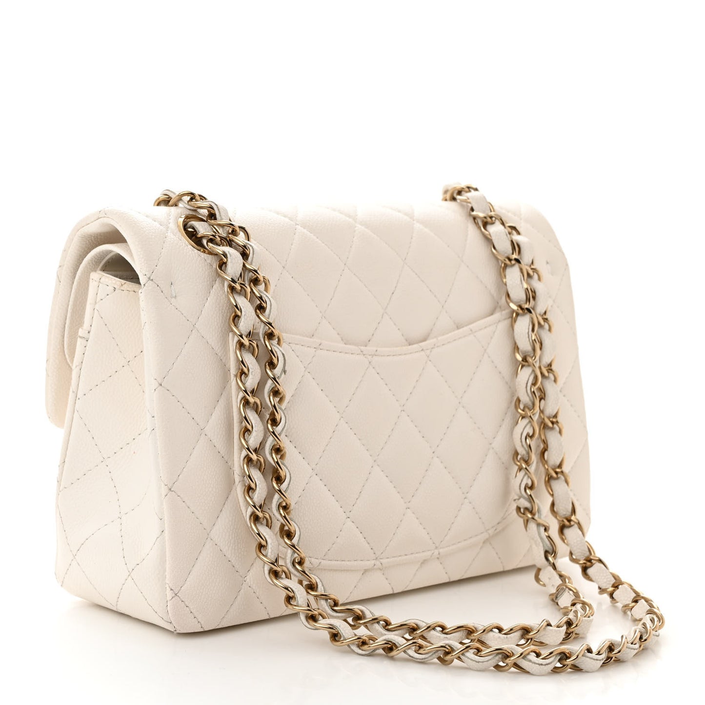 Caviar Quilted Small Double Flap White