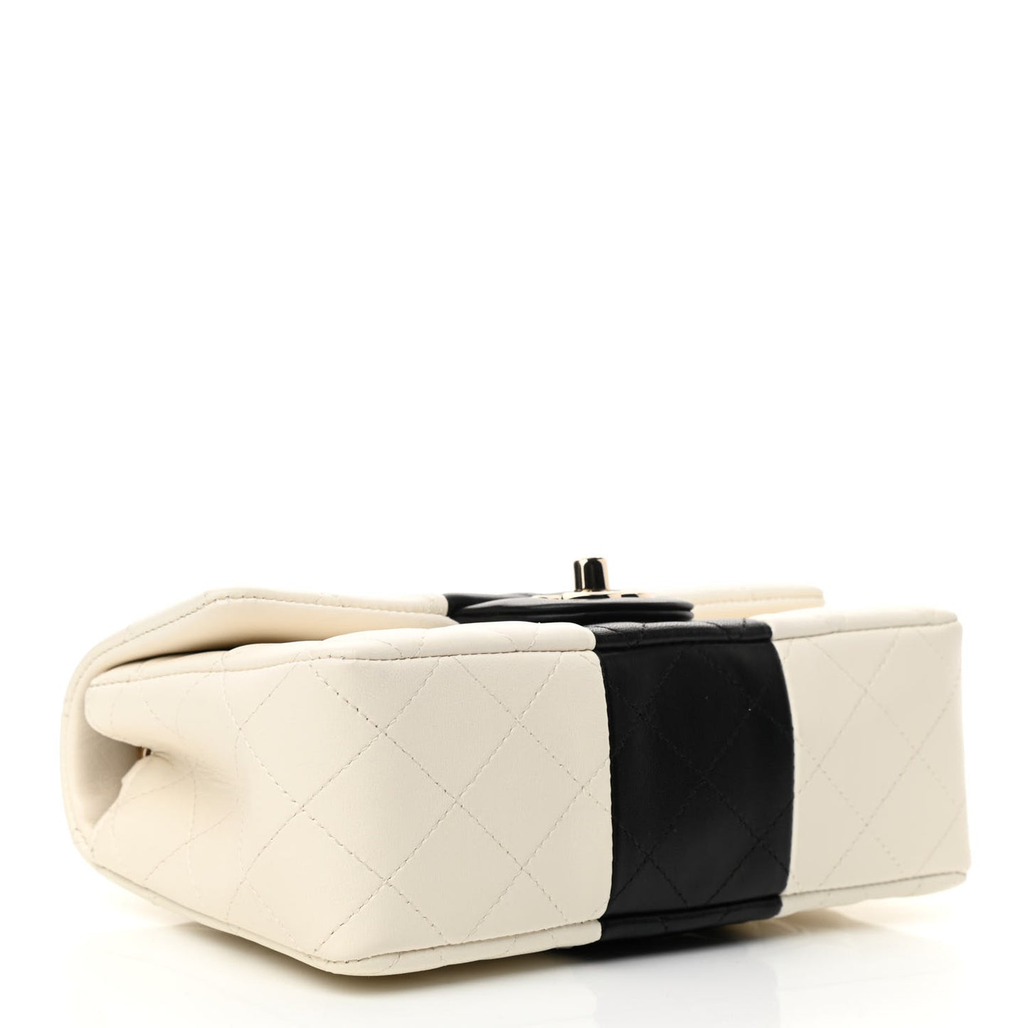 Lambskin Quilted Mini Rectangular Flap White Black