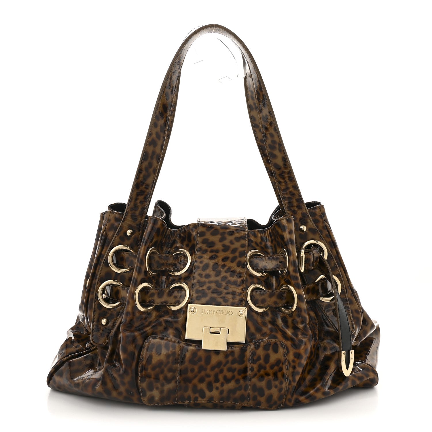 Jimmy Choo Patent Leopard Print Riki Natural 1 of 13