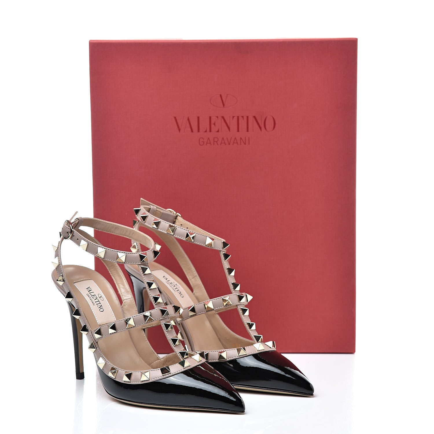 Valentino Garavani Patent Nappa Rockstud Ankle Strap 100mm Pumps 35 Black Poudre 8 of 8