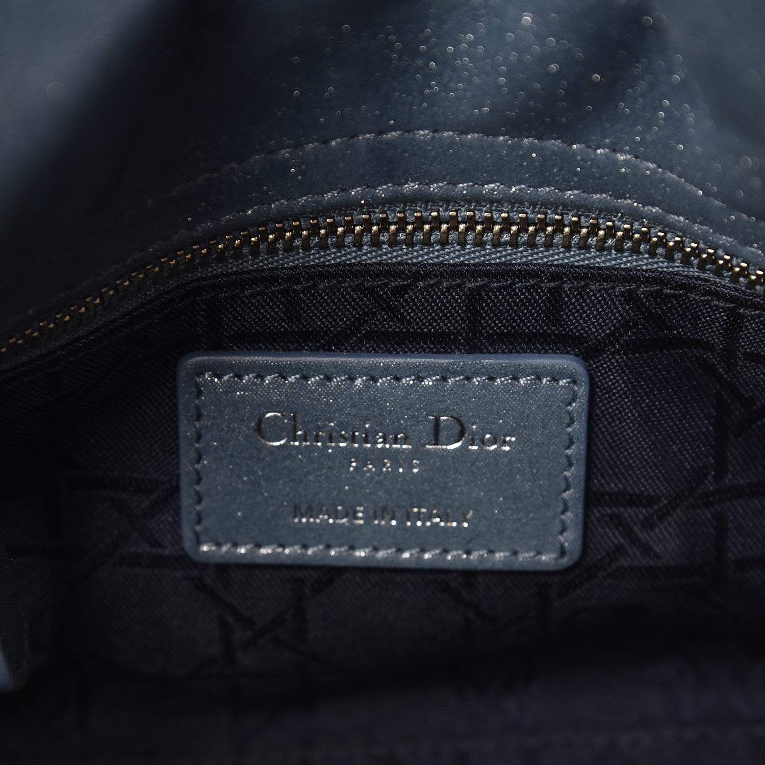 Christian Dior Metallic Lambskin Cannage Mini Lady Dior Blue 6 of 9