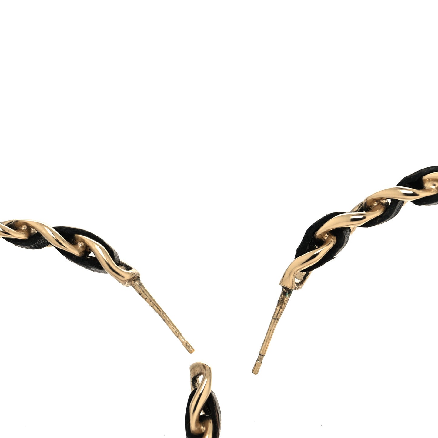 Lambskin CC Turnlock Chain Hoop Earrings Gold Black