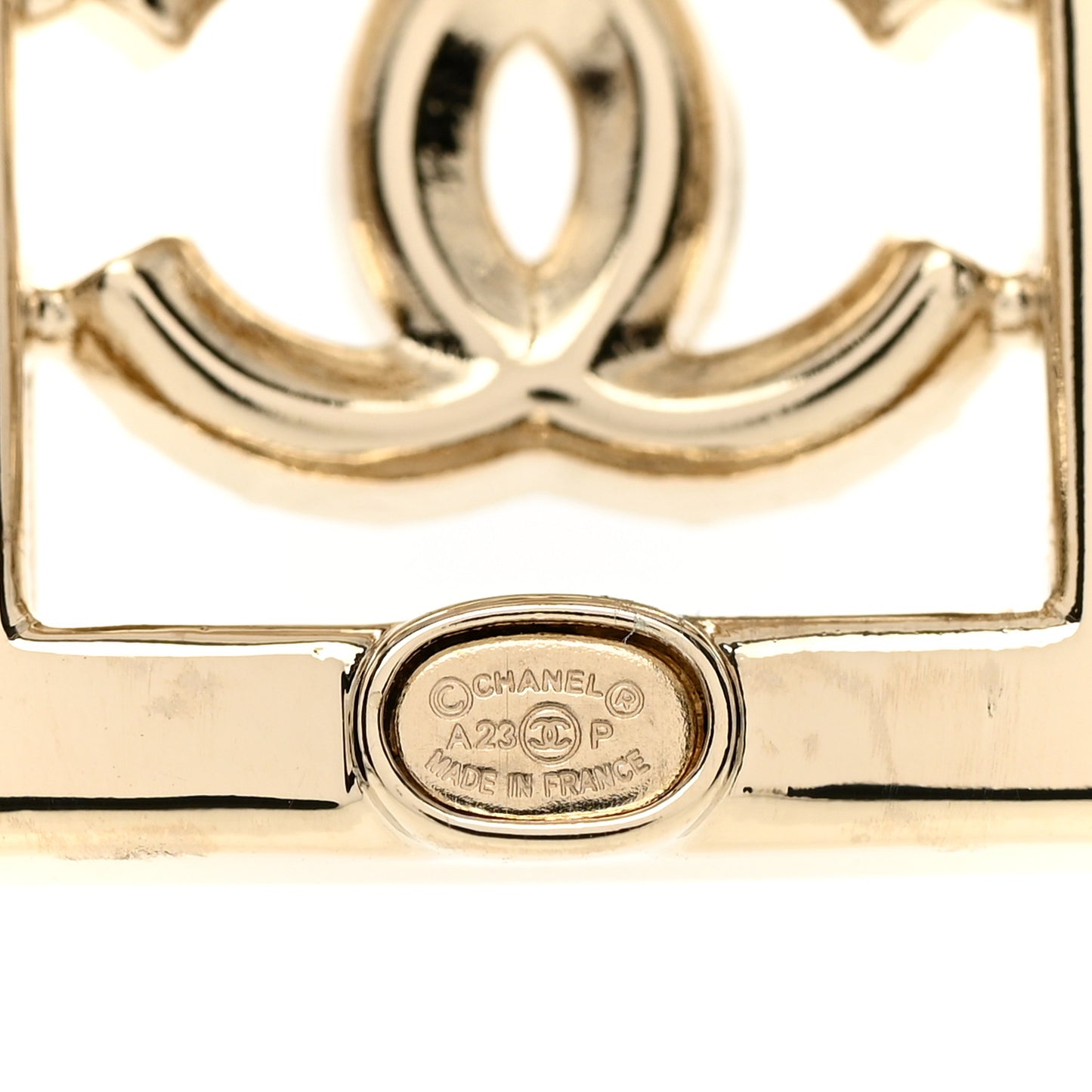 Metal Crystal Square CC Earrings Gold