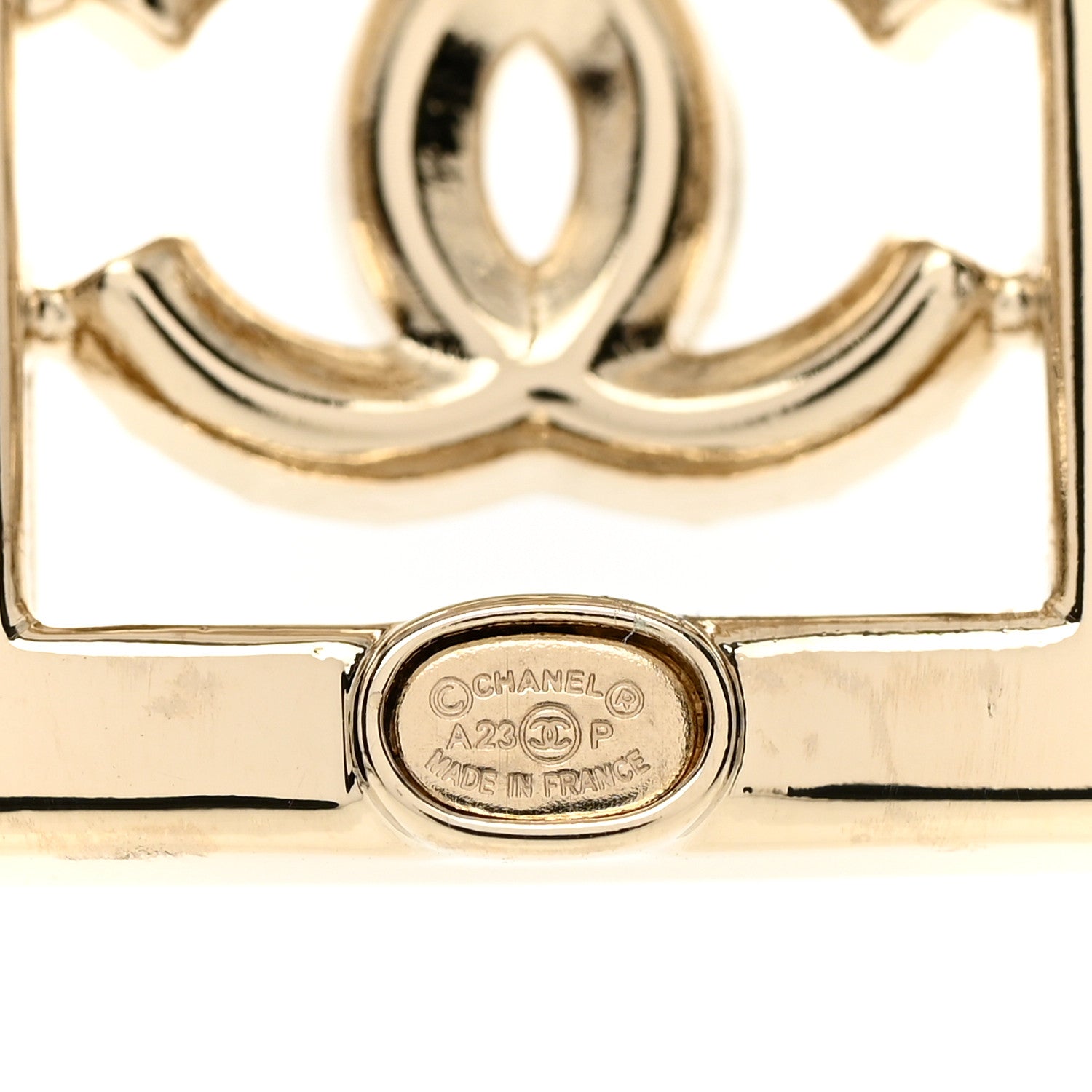 Chanel Metal Crystal Square CC Earrings Gold 4 of 4