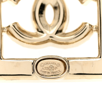 Chanel Metal Crystal Square CC Earrings Gold 4 of 4