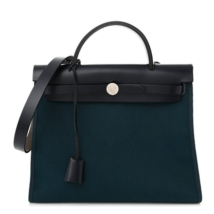 Hermes Military Toile Vache Hunter Herbag Zip 31 PM Bleu Ocean Bleu Indigo 1 of 11