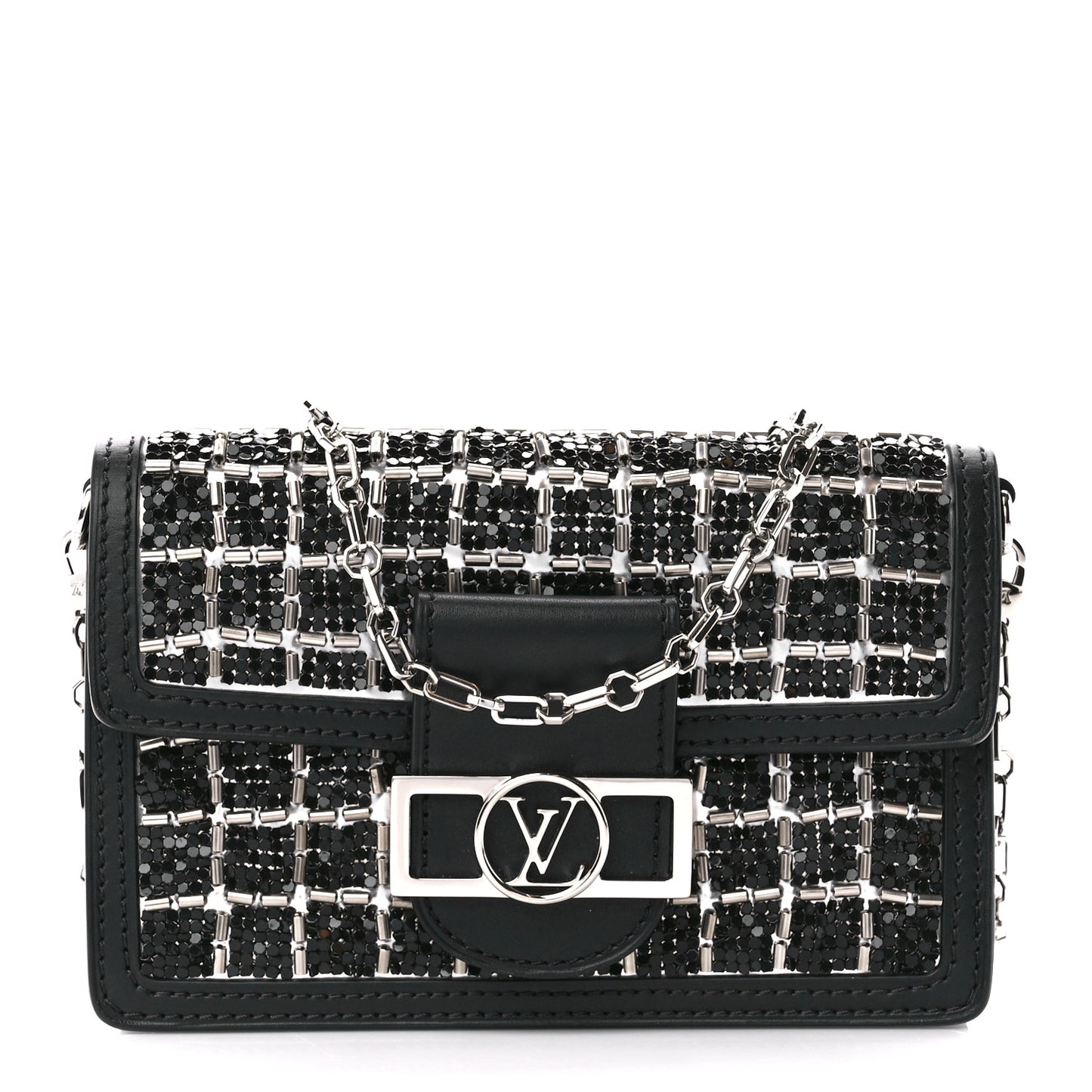 Tweed Sequin Dauphine Minaudiere Black