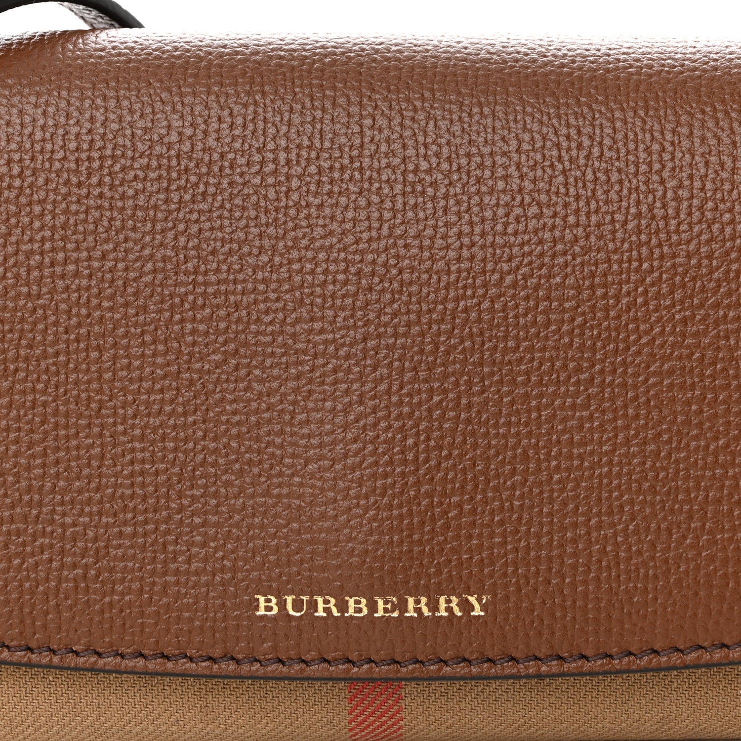 Burberry Derby Calfskin House Check Henley Wallet On Chain Tan 7 of 14