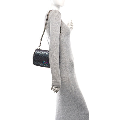 Chanel Iridescent Goatskin Quilted Small Double Carry Waist Chain Flap Purple 2 of 10