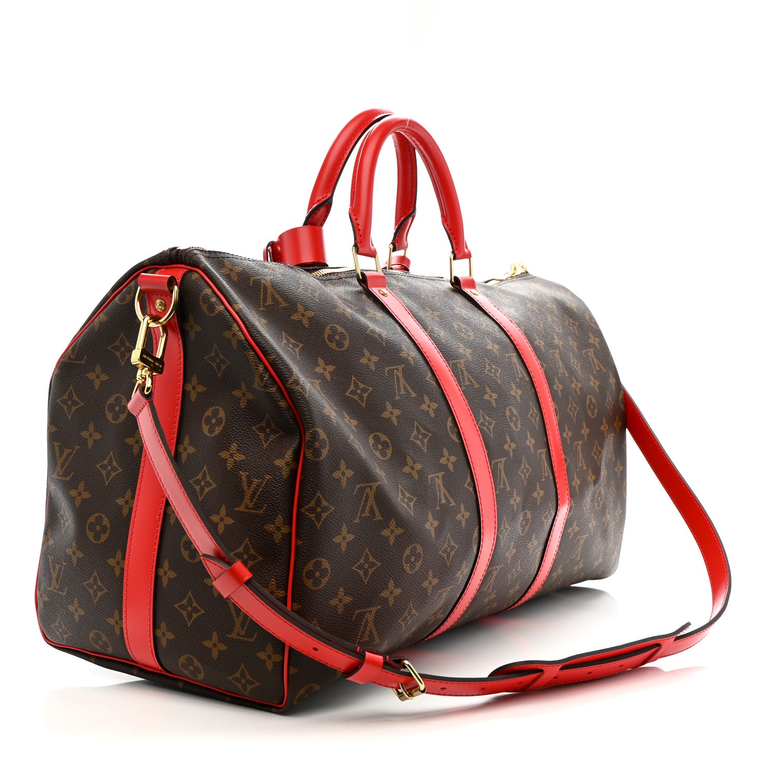 Louis Vuitton Calfskin Monogram Keepall Bandouliere 50 Coquelicot 2 of 8