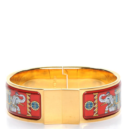 Hermes Enamel Printed Clic Clac Torana Elephants Wide Bracelet GM 1 of 6