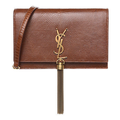 Saint Laurent Lizard Kate Monogram Tassel Chain Wallet Cognac 1 of 11