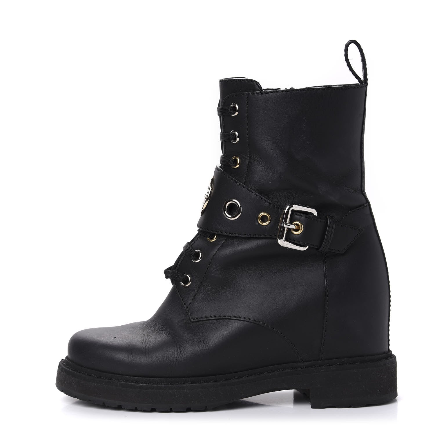 Fendi Calfskin Combat Boots 36.5 Black 1 of 10