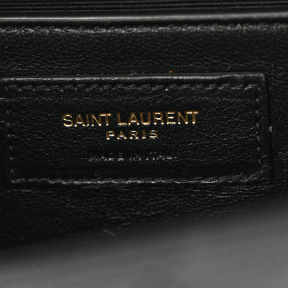 Saint Laurent Grain De Poudre Textured Mixed Matelasse Triquilt Medium Monogram Satchel Black 6 of 13