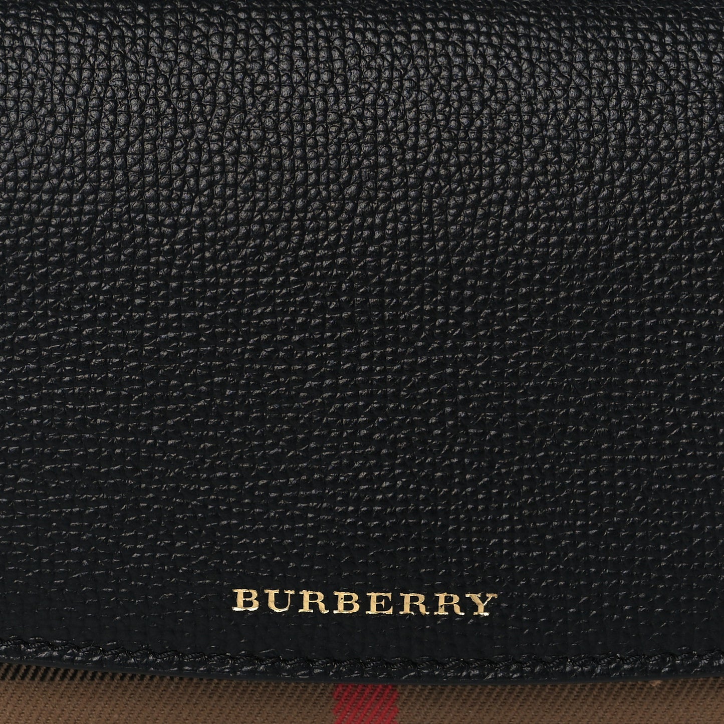 Grainy Calfskin House Check Henley Wallet On Chain Black