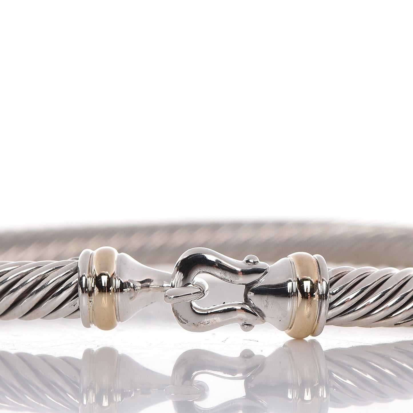 Sterling Silver 18K Yellow Gold 5mm Cable Classic Buckle Bracelet