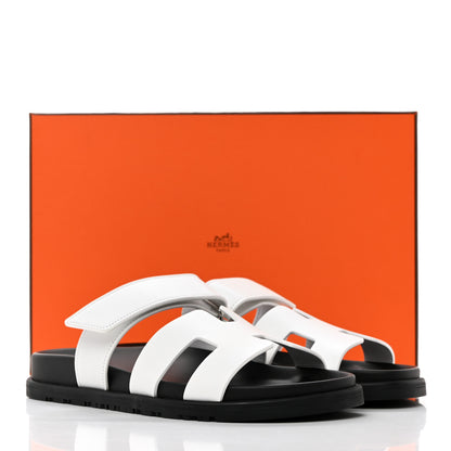 Hermes Calfskin Womens Chypre Sandals 37 White 9 of 9