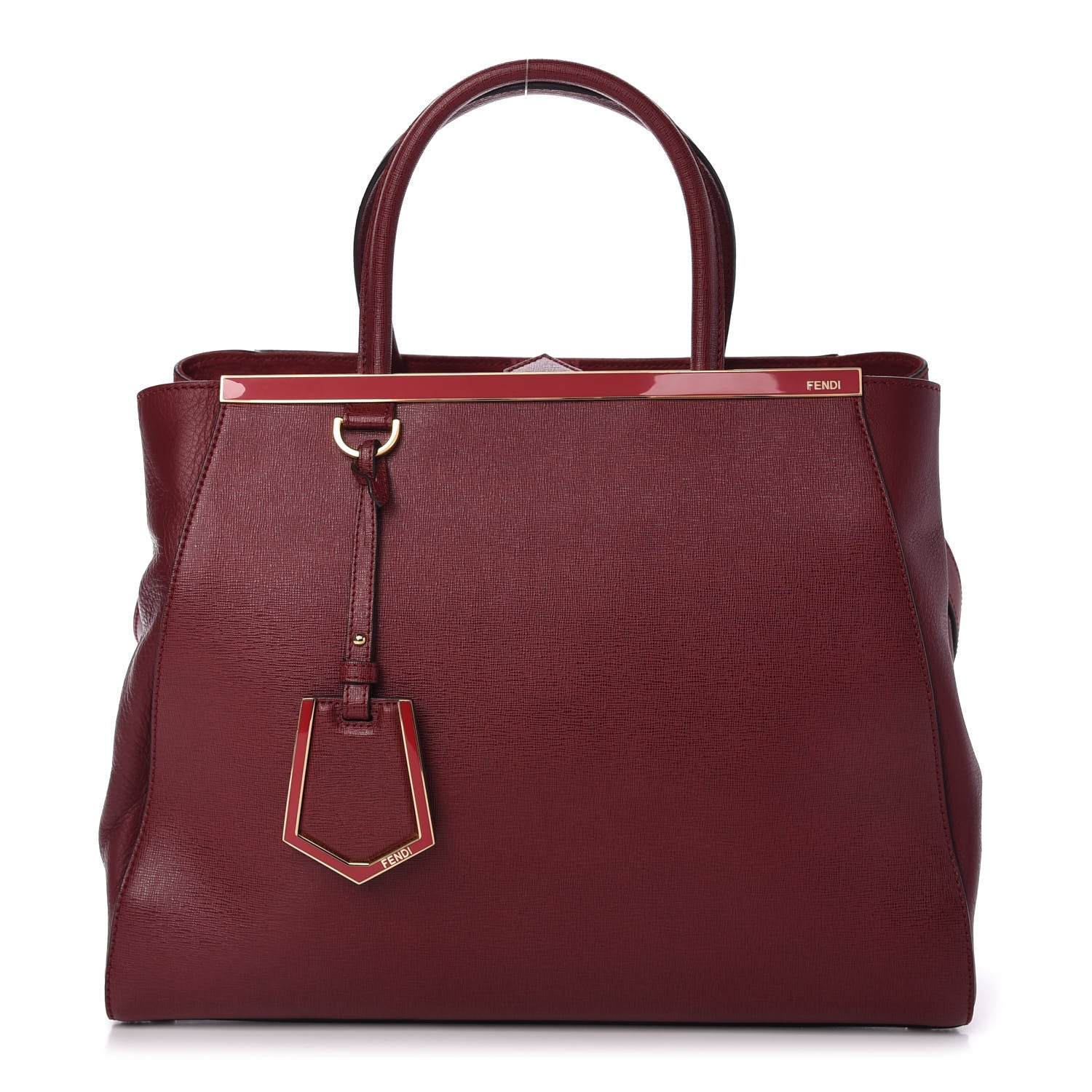 Fendi Vitello Elite Regular 2Jours Tote Rosso Scuro Ciliegia 1 of 10
