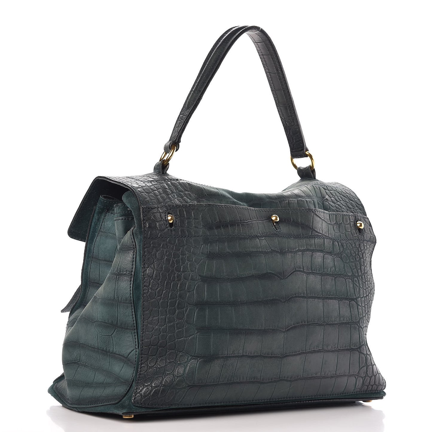 Nubuck Croc Embossed Large Muse Two Green