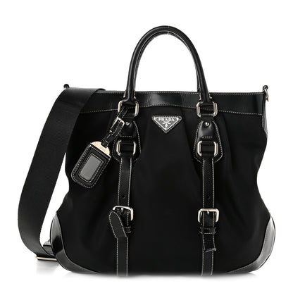 Prada Tessuto Nylon Calfskin Flat Messenger Bag Black 1 of 10
