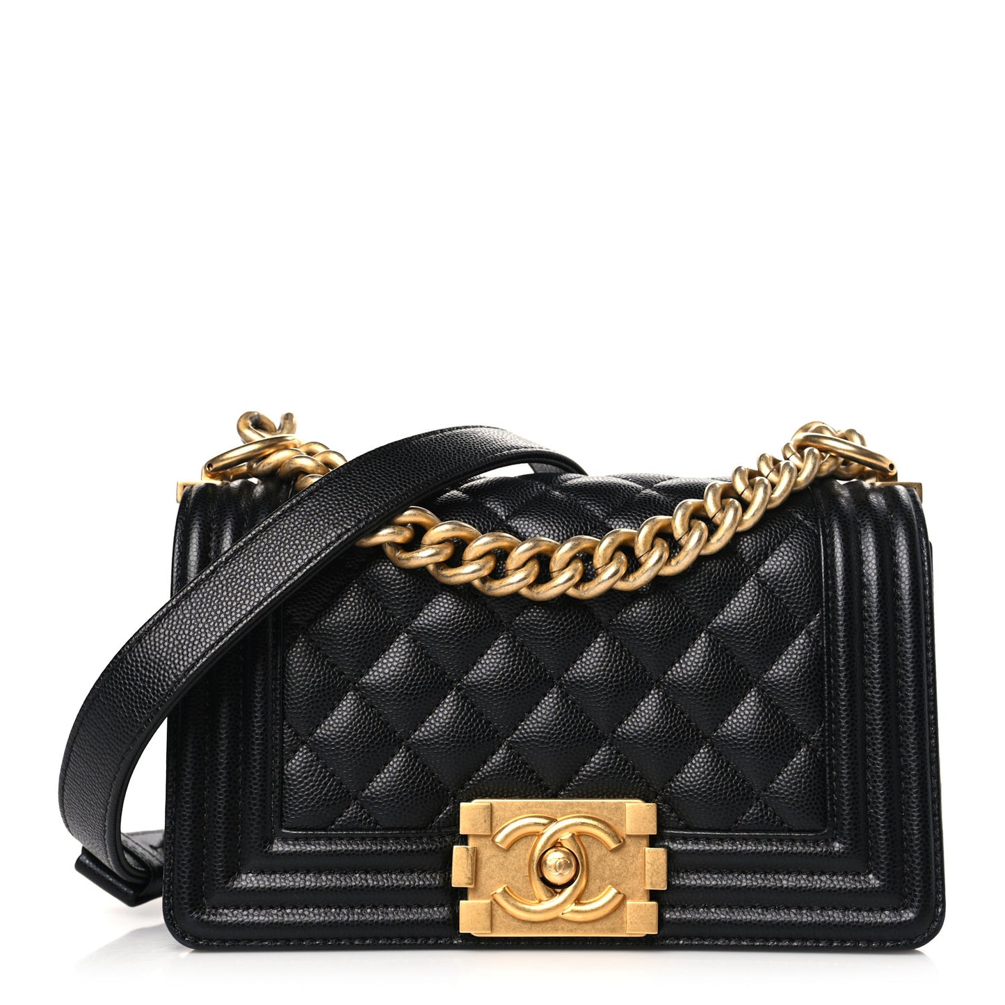 Caviar Quilted Small Boy Flap Black