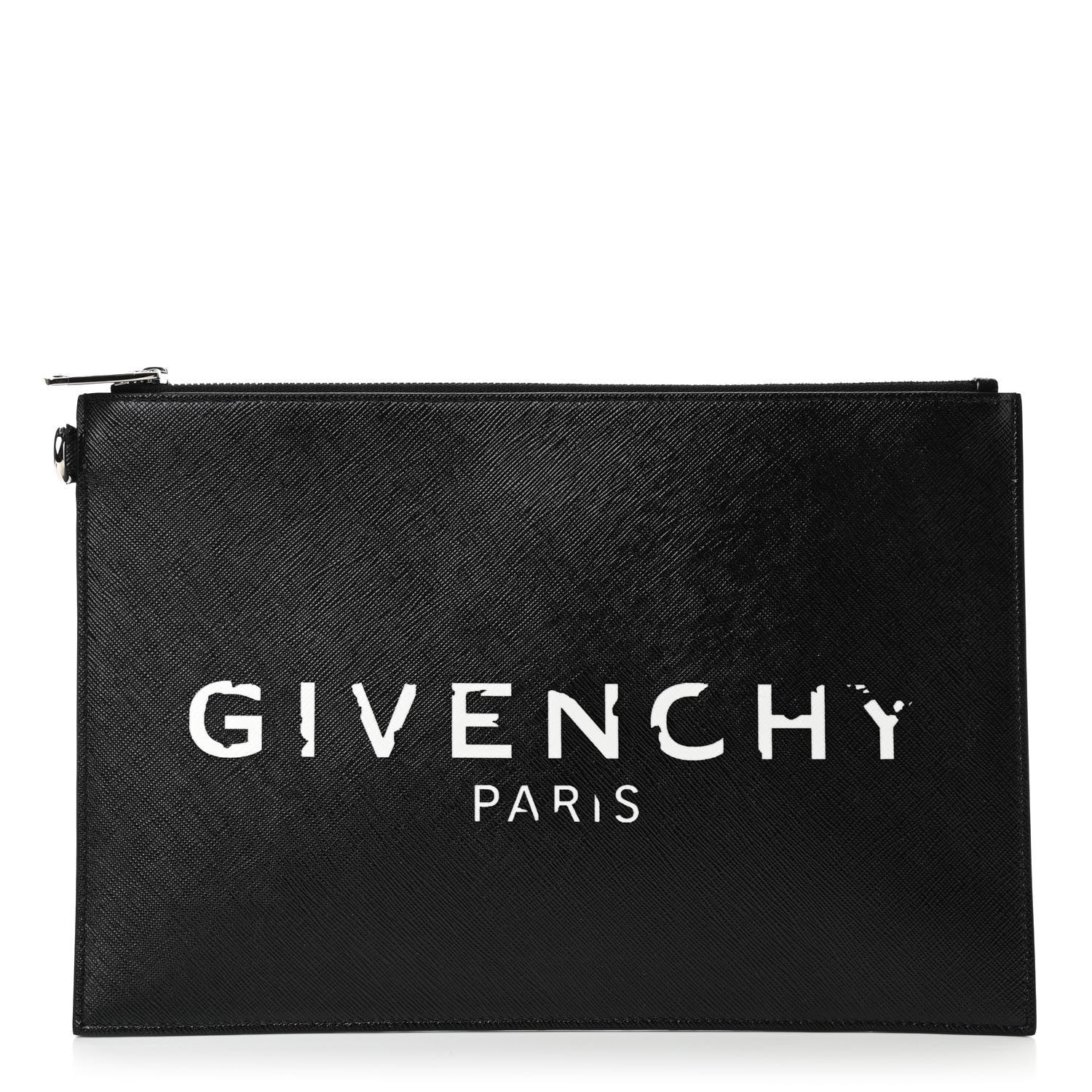 Givenchy Textured Coated Canvas Iconic Prints Flat Medium Clutch Bag Black 1 of 4