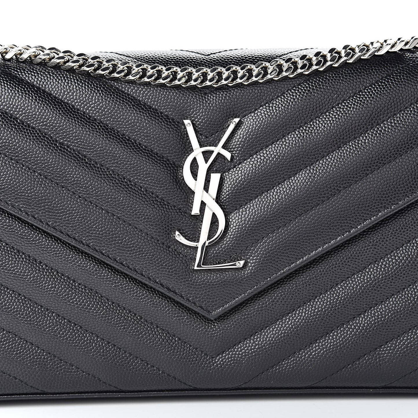 Grain De Poudre Matelasse Chevron Monogram Chain Wallet Black