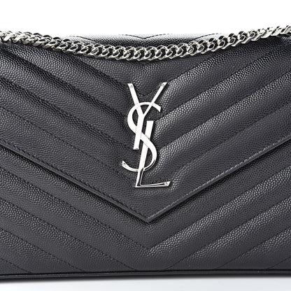 Saint Laurent Grain De Poudre Matelasse Chevron Monogram Chain Wallet Black 8 of 13