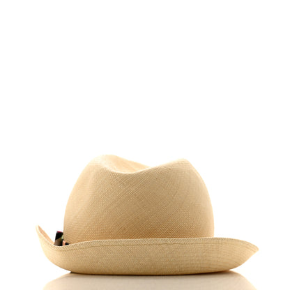 Chanel Straw Ribbon Fedora Hat L Beige Multicolor 6 of 8