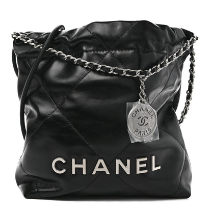 Chanel Shiny Calfskin Quilted Mini Chanel 22 Black 1 of 9