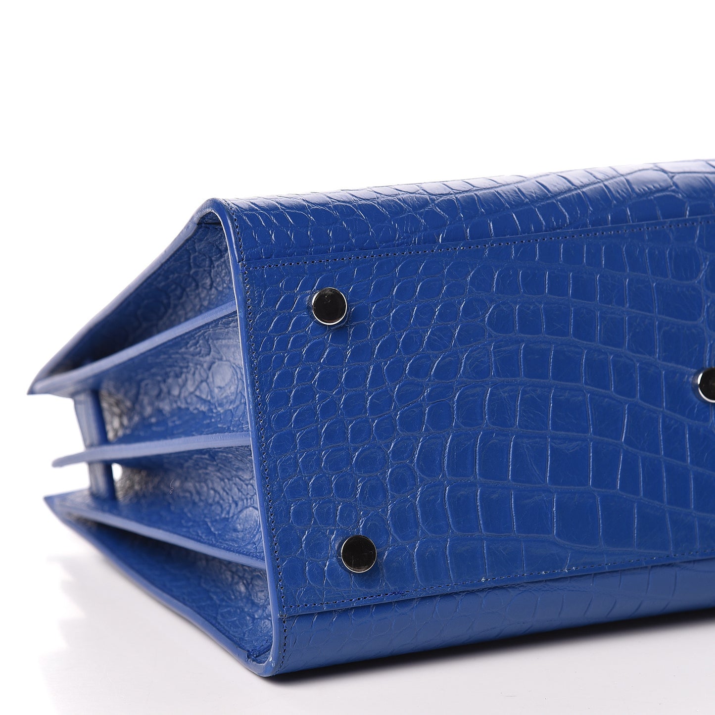 Calfskin Crocodile Embossed Small Sac De Jour Royal Blue
