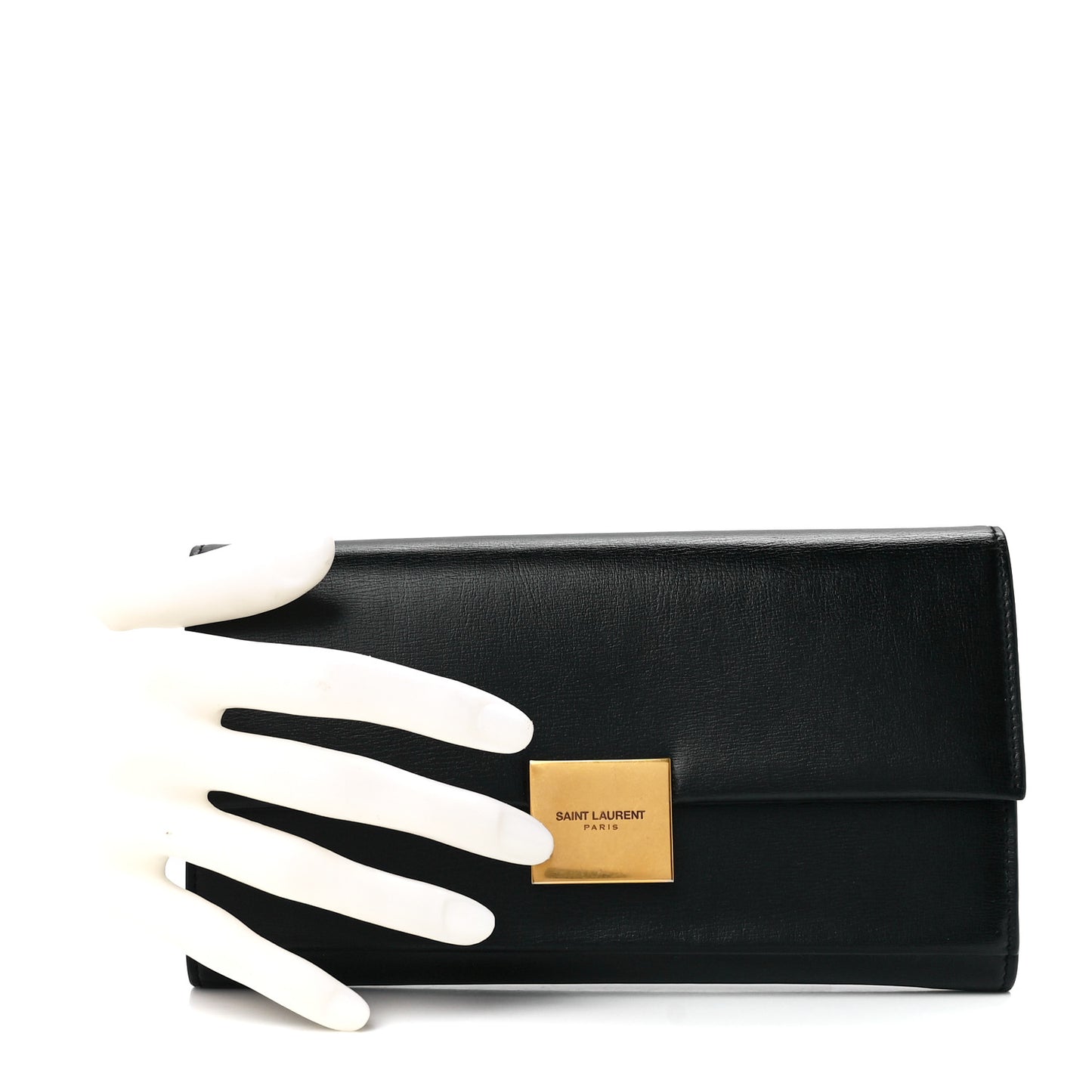 Calfskin Bellechasse Flap Clutch Wallet Black