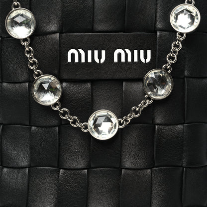 Miu Miu Nappa Woven Crystal Chain Bucket Bag Black 8 of 10