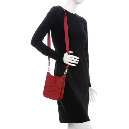 Hermes Taurillon Clemence Evelyne TPM Rouge Grenat 2 of 8
